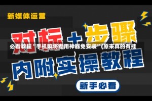 必看教程“手机麻将专用神器免安装”(原来真的有挂)