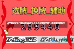 必学教你安装“微乐湖南麻将小程序必赢神器免费”(原来确实是有挂)