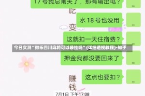 今日实测“微乐四川麻将可以装挂吗”(详细透视教程)-知乎