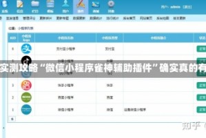 分享实测攻略“微信小程序雀神辅助插件”确实真的有挂