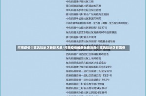 河南疫情中高风险地区最新名单/河南疫情最新数据消息中高风险地区有哪些