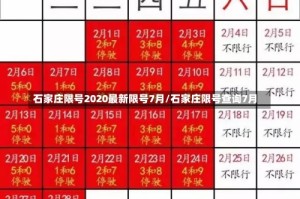 石家庄限号2020最新限号7月/石家庄限号查询7月