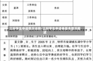 三好学生申请情况说明/三好学生申请表基本情况概述