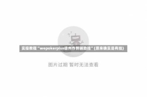 实操教程“wepokerplus德州作弊辅助挂”(原来确实是有挂)