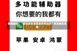 教程辅助！“微信微乐陕西麻将有挂吗”其实确实有挂