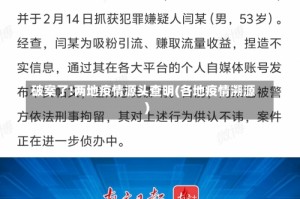 破案了!两地疫情源头查明(各地疫情溯源)