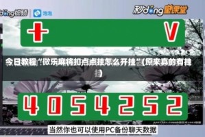 今日教程“微乐麻将扣点点挂怎么开挂”(原来真的有挂)