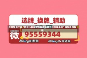 开挂辅助工具“微信小程序微乐麻将免费开挂苹果手机”确实真的有挂