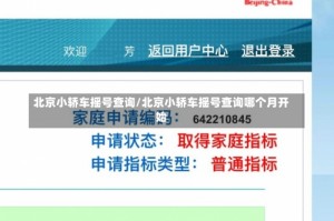 北京小轿车摇号查询/北京小轿车摇号查询哪个月开始