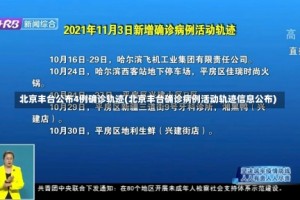 北京丰台公布4例确诊轨迹(北京丰台确诊病例活动轨迹信息公布)