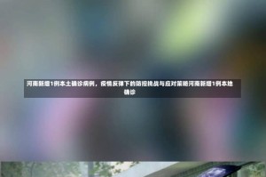 河南新增1例本土确诊病例，疫情反弹下的防控挑战与应对策略河南新增1例本地确诊