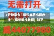 3分钟学会“微乐麻将小程序挂”(详细透视教程)-知乎