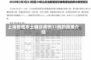 上海新增本土确诊病例11例的简单介绍