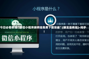 今日必看教程“微信小程序麻将挂免费下载安装”(确实是有挂)-知乎!