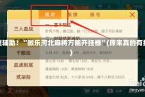 教程辅助！“微乐河北麻将万能开挂器”(原来真的有挂)