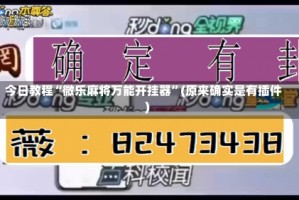 今日教程“微乐麻将万能开挂器”(原来确实是有插件)