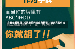 今日必看教程“哈灵麻将开挂免费教程”(确实真的有挂)