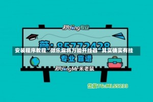 安装程序教程“微乐麻将万能开挂器”其实确实有挂