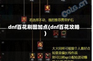 dnf百花刷图加点(dnf百花攻略)