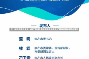 【31省份增本土确诊13例广西6例,多地新增确诊病例!广西疾控再发紧急提醒】