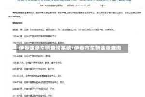 伊春违章车辆查询系统/伊春市车辆违章查询