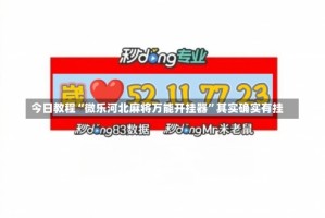 今日教程“微乐河北麻将万能开挂器”其实确实有挂