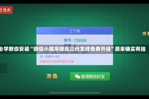 必学教你安装“微信小程序微乐三代怎样免费开挂”原来确实有挂