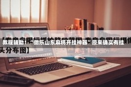 教程辅助！“微乐山东麻将开挂神器”原来确实有挂