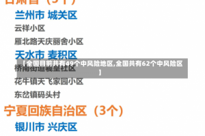 【全国目前共有49个中风险地区,全国共有62个中风险区】