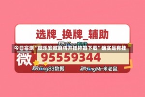 今日实测“微乐安徽麻将开挂神器下载”确实是有挂