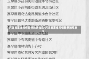 河北石家庄疫情最新数据消息/河北石家庄疫情最新消息昨天