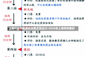 上海什么时候解封恢复正常出行/2020年上海何时解封