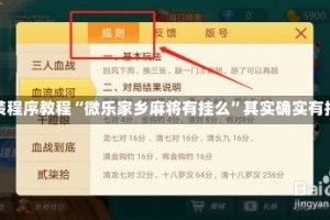 安装程序教程“微乐家乡麻将有挂么”其实确实有挂