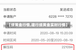 【纸黄金行情,建行纸黄金实时行情】