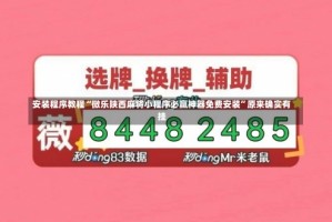 安装程序教程“微乐陕西麻将小程序必赢神器免费安装”原来确实有挂