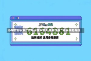 必学教你安装“微乐河北麻将万能开挂器”确实真的有挂