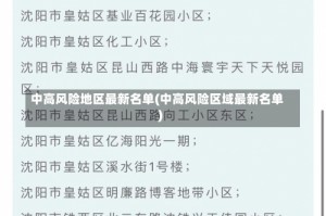 中高风险地区最新名单(中高风险区域最新名单)