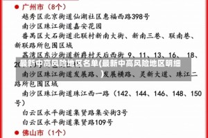 最新中高风险地区名单(最新中高风险地区明细)