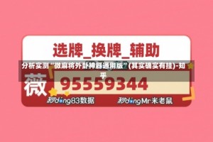 分析实测“微麻将外卦神器通用版”(其实确实有挂)-知乎