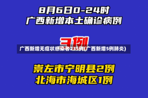 广西新增无症状感染者235例(广西新增5例肺炎)