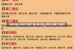 【浙大和上海交大哪个好,浙大和上海交大哪个好考】