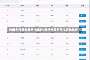 沈阳今天疫情最新/沈阳今天疫情最新情况行动轨迹