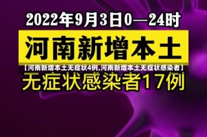 【河南新增本土无症状4例,河南新增本土无症状感染者】