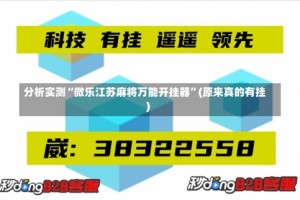 分析实测“微乐江苏麻将万能开挂器”(原来真的有挂)