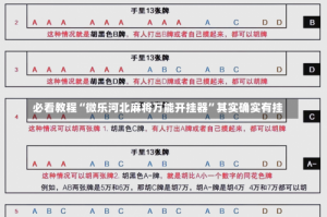 必看教程“微乐河北麻将万能开挂器”其实确实有挂