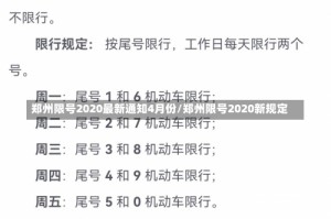 郑州限号2020最新通知4月份/郑州限号2020新规定