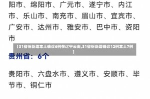 【31省份新增本土确诊6例在辽宁云南,31省份新增确诊12例本土7例】