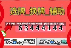 实操教程“手机微乐麻将必赢神软件”(原来确实是有插件)