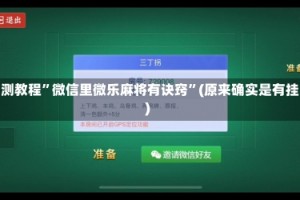 实测教程”微信里微乐麻将有诀窍”(原来确实是有挂)