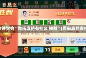 3分钟学会“微乐麻将有挂么 神器”(原来真的有挂)